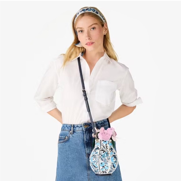 ♠️kate spade Perfect Plume Peacock Floral Printed 3D Vase Crossbody Bag, Blue - Picture 16 of 16